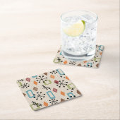 レトロミッドセンチュリー原子モダン抽象芸術パターン スクエアペーパーコースター (インサイチュ)