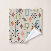 レトロミッドセンチュリー原子モダン抽象芸術パターン バスタオルセット (ウォッシュタオル)