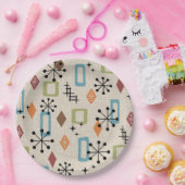 レトロミッドセンチュリー原子モダン抽象芸術パターン ペーパープレート (パーティー)