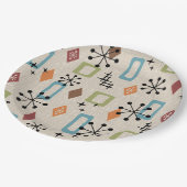 レトロミッドセンチュリー原子モダン抽象芸術パターン ペーパープレート (アングル)