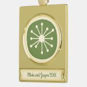 レトロミッドセンチュリー原子力時代かわいいミニマリスト ゴールドプレートバナーオーナメント (左)