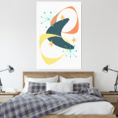 レトロミッドセンチュリー原子宇宙年齢20木炭 キャンバスプリント (インサイチュ (寝室))