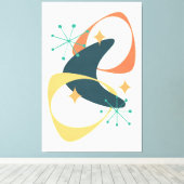 レトロミッドセンチュリー原子宇宙年齢20木炭 キャンバスプリント (インサイチュ (ウッドフロア))