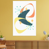 レトロミッドセンチュリー原子宇宙年齢20木炭 キャンバスプリント (インサイチュ (リビング))