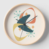 レトロミッドセンチュリー原子宇宙年齢20木炭 壁時計 (正面)