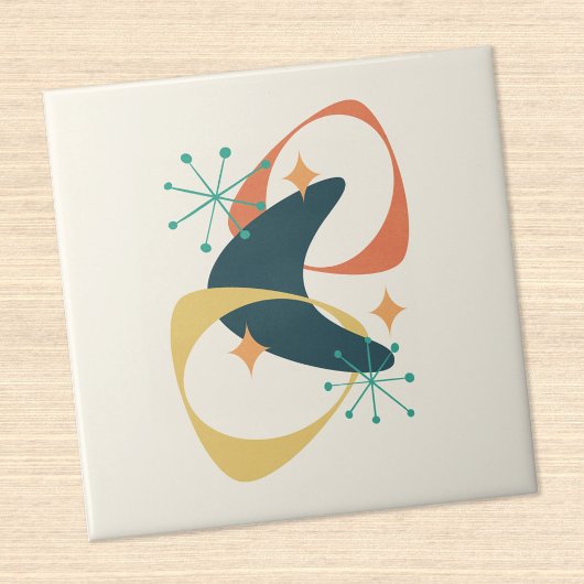 レトロミッドセンチュリー原子宇宙時代抽象芸術 タイル