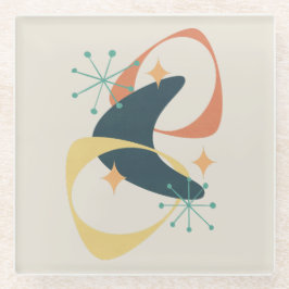 レトロミッドセンチュリー原子抽象芸術炭 ガラスコースター