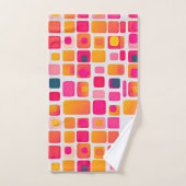 レトロミッドセンチュリー名の幾何学的パタモダンーン バスタオルセット (ハンドタオル)