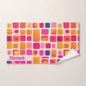 レトロミッドセンチュリー名の幾何学的パタモダンーン バスタオルセット (ハンドタオル)