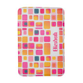 レトロミッドセンチュリー名前をカスタムするの幾何学模様 バスマット (正面縦)