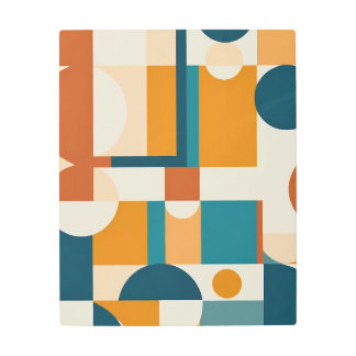 レトロミッドセンチュリー幾何モダン抽象芸術 メタルプリント