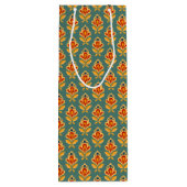 レトロミッドセンチュリー幾何学プリント パターン（の模様が）ある ワインギフトバッグ (裏面)