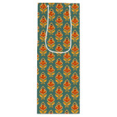 レトロミッドセンチュリー幾何学プリント パターン（の模様が）ある ワインギフトバッグ (正面)