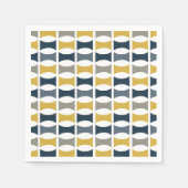 レトロミッドセンチュリー幾何学海軍マスタード スタンダードカクテルナプキン (正面)