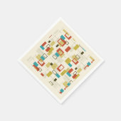 レトロミッドセンチュリー幾何形状パターン スタンダードカクテルナプキン (角)