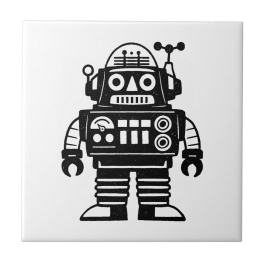 レトロミッドセンチュリー風ロボット タイル (正面)