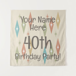 レトロミッドセンチュリー40歳の誕生日 タペストリー