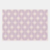 レトロミッドセンチュリー50年代の薄紫星模様 ラッピングペーパーシート (正面)