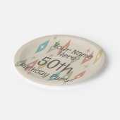 レトロミッドセンチュリー50誕生日 ペーパープレート (アングル)