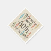レトロミッドセンチュリー60誕生日 スタンダードカクテルナプキン (角)