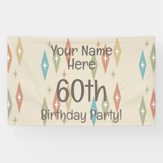 レトロミッドセンチュリー60誕生日 横断幕 (横)
