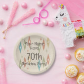 レトロミッドセンチュリー70誕生日 ペーパープレート (パーティー)
