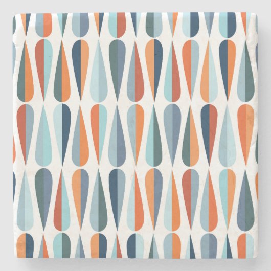 レトロミッドセンチュリー、ドロップシェイプパターン。 ストーンコースター (正面)