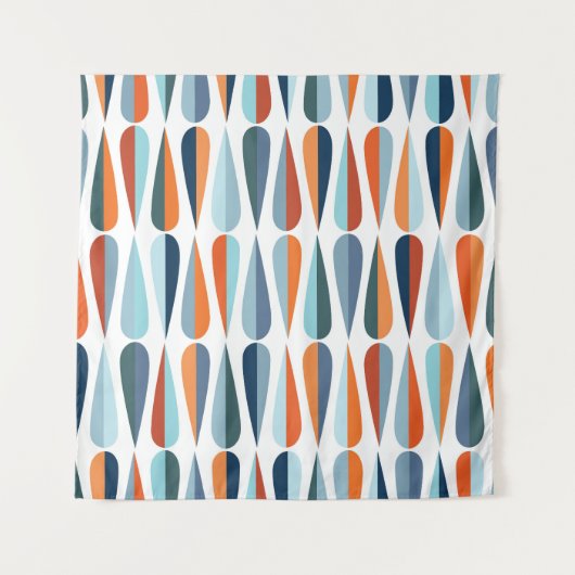 レトロミッドセンチュリー、ドロップシェイプパターン。 タペストリー (正面)