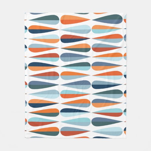 レトロミッドセンチュリー、ドロップシェイプパターン。 フリースブランケット (正面)