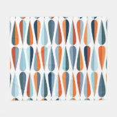 レトロミッドセンチュリー、ドロップシェイプパターン。 フリースブランケット (正面(横))