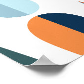 レトロミッドセンチュリー、ドロップシェイプパターン。 ポスター (角)