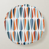 レトロミッドセンチュリー、ドロップシェイプパターン。 ラウンドクッション (裏面)