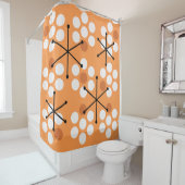 レトロミッドセンチュリーMCMドットオレンジ シャワーカーテン (インサイチュ)
