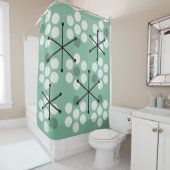 レトロミッドセンチュリーMCMドットセージグリーン シャワーカーテン (インサイチュ)
