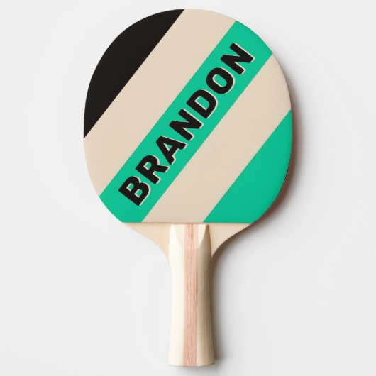 レトロミッドナイトはっきりしたミントストライプ名 卓球ラケット (正面)