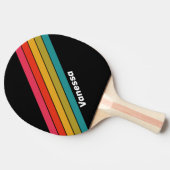 レトロミッドナイトストライプのレインボー（名前） 卓球ラケット (横)