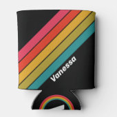 レトロミッドナイトストライプのレインボー（名前） 缶クーラー (裏面)