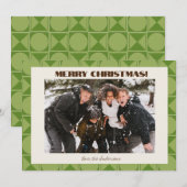 レトロミッドモダングリーンジオメトリック写真クリスマス シーズンカード (正面/裏面)