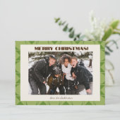 レトロミッドモダングリーンジオメトリック写真クリスマス シーズンカード (スタンド正面)