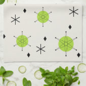 レトロミッドモダンスターバストスカイチャートルーズ キッチンタオル (折り畳み)