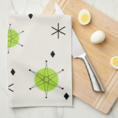 レトロミッドモダンスターバストスカイチャートルーズ キッチンタオル (四つ折り)