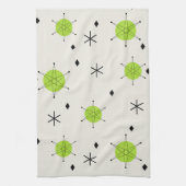 レトロミッドモダンスターバストスカイチャートルーズ キッチンタオル (縦)