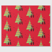 レトロミッドモダンセンチュリークールキャットクリスマスツリーW ラッピングペーパー (フラット)