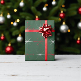 レトロミッドモダンセンチュリーホリデー50s 60sスターバスト ラッピングペーパー