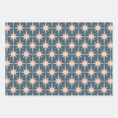 レトロミッドモダンセンチュリー50sスターバスト赤面ティール(緑がかった色) ラッピングペーパーシート (正面)