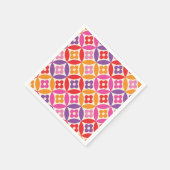 レトロミッド・センチュリー・サークルのカラフルな花 スタンダードカクテルナプキン (角)