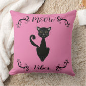 レトロミッド・センチュリーMeow Vibes黒猫とピンク猫 クッション (ブランケット)