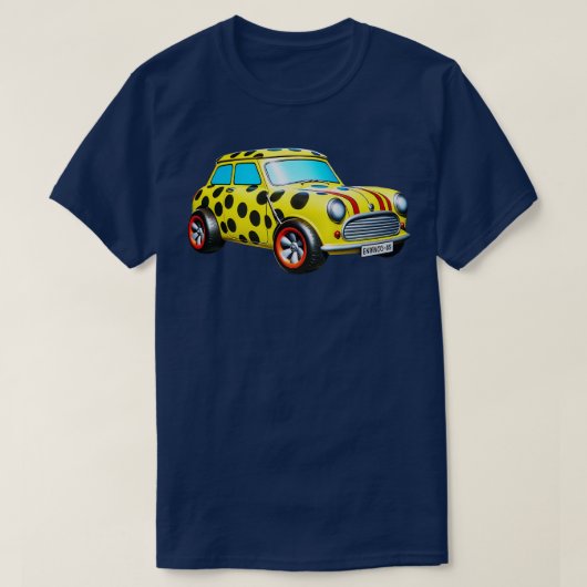 レトロミニクーパーお洒落ポルカドット車Il Tシャツ (デザイン正面)
