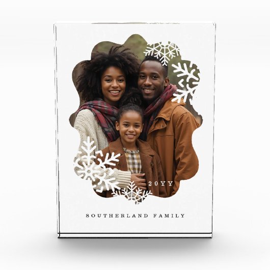 レトロミニタール波状フォトフレームのスノーフレーク写真 フォトブロック (正面)