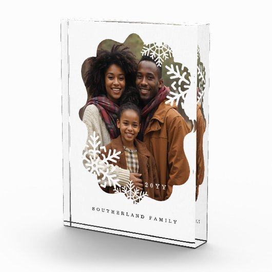 レトロミニタール波状フォトフレームのスノーフレーク写真 フォトブロック (右)